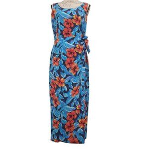 Silk Faux Wrap Floral Tropical Print Sheath Dress | Size 10